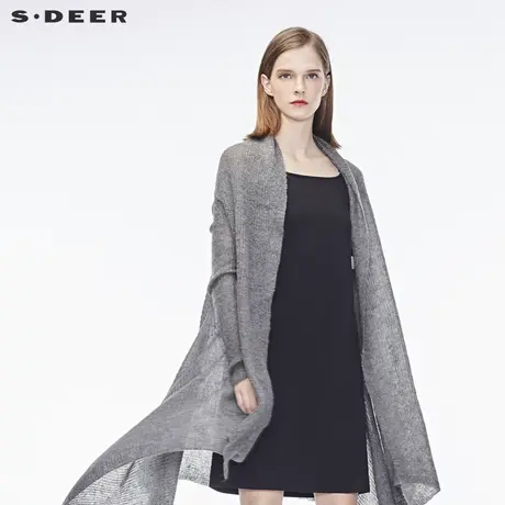 sdeer圣迪奥女装低调内敛灰镂空长款针织开衫S17383522图片