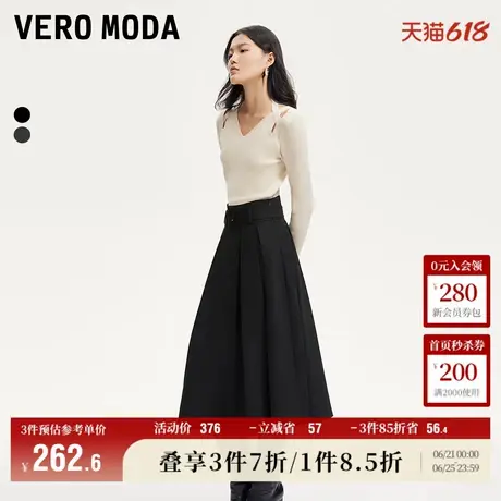 Vero Moda奥莱半身裙夏季新款可拆腰带A摆百褶气质通勤裙子流行图片