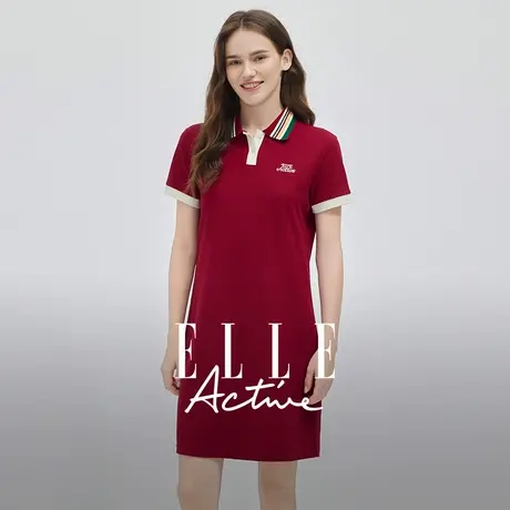 【花花推荐】ELLE Active户外穿搭polo连衣裙减龄t恤裙运动长裙图片