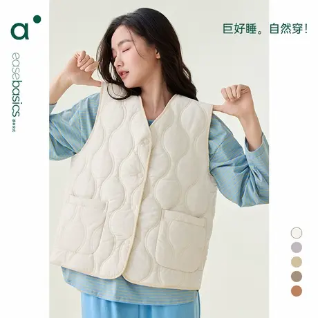 安之伴冬季保暖女款休闲宽松大码三层夹棉背心家居服上衣可外穿图片