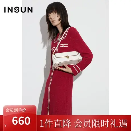 [兔年胶囊]恩裳COVER2023年早春新款法式立裁经典香风针织连衣裙图片