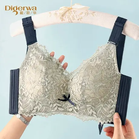 戴歌华内衣女薄款夏季收副乳全罩杯蕾丝乳胶无钢圈大胸显小文胸商品大图