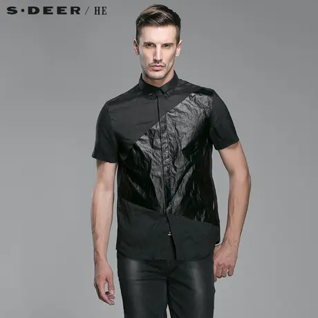 S.Deer/He【惠】 圣迪奥男装夏简约涂层印花休闲衬衫H14270425图片