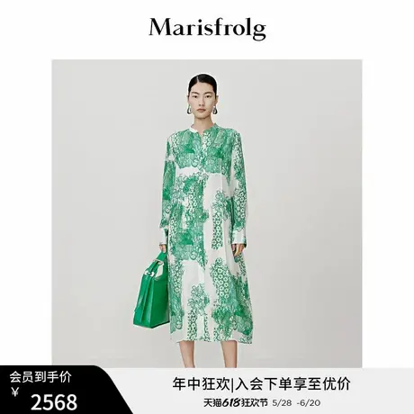 【艺术匠坊】玛丝菲尔秋季新款女装蕾丝风格印花长袖衬衫连衣裙图片