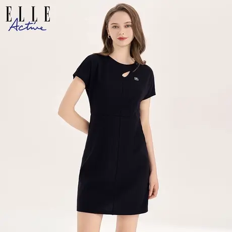 【花花推荐】ELLE Active天丝连衣裙镂空设计法式气质连身裙显瘦图片