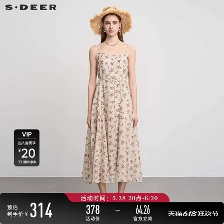 【裙旅远方】sdeer圣迪奥波嬉风碎花收腰吊带背心连衣裙S252Z1204图片