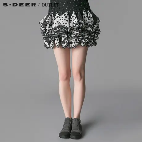 sdeer圣迪奥2014新款女装夏装纯棉蓬松蛋糕波点裙半身裙3281345图片
