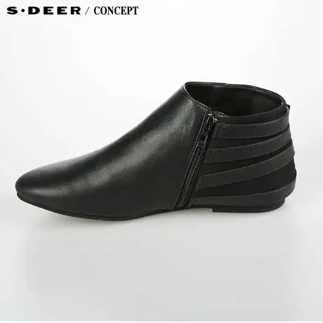 【新品】sdeer圣迪奥专柜正品女装皮质金属袢扣拼接女鞋S14383954图片