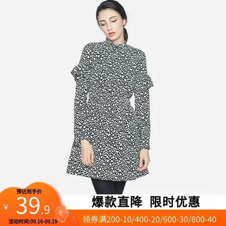 艾格2023春季女装连衣裙短款修身潮流舒适个性设计感长袖时尚E83图片