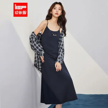 IEF/爱依服连衣裙2025秋季新款韩版时尚休闲慵懒风衬衫吊带裙套装图片