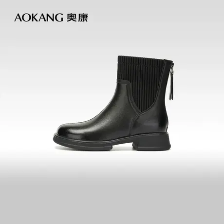【门店发货】奥康女鞋 2023冬季新款韩系烟筒靴增高百搭时装靴潮商品大图