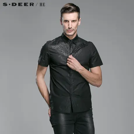 S.Deer/He【惠】 圣迪奥暗黑亮闪纯棉男士衬衫H14270422图片