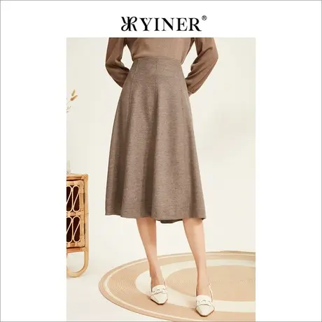 YINER音儿女装冬季法式优雅羊毛设计感时尚洋气A字半身裙图片
