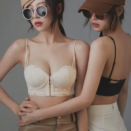 前扣内衣聚拢收副乳蕾丝女性感纯欲文胸小胸无钢圈防下垂胸罩bra图片