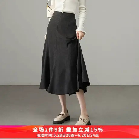 娅丽达法式亚麻a字半身裙女2025春季新款设计感显瘦裙子高腰长裙图片