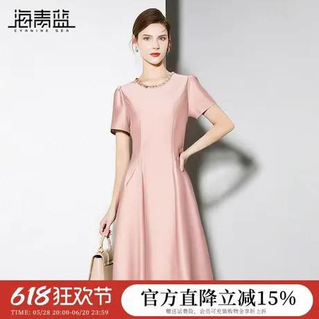 海青蓝 连衣裙夏女2025新款高级好看法式气质时尚海边度假裙子图片