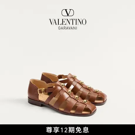 [12期免息]华伦天奴VALENTINO男士 STUDSHIELD 小牛皮渔夫凉鞋图片