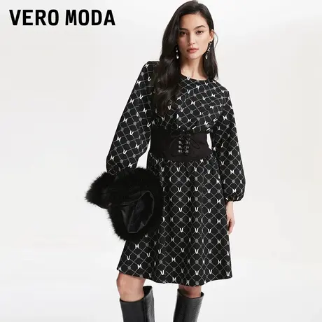 Vero Moda奥莱连衣裙春秋新款优雅通勤腰部松紧绑带针织裙子流行图片