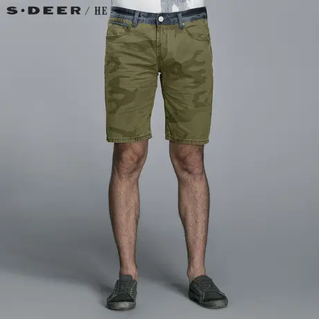S.Deer/He【惠】 圣迪奥迷彩拼接男士牛仔中裤H14270787图片