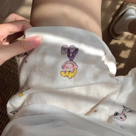 快乐家族！史努比印花a类纯棉双层纱休闲睡裤女家居服短裤可外穿图片