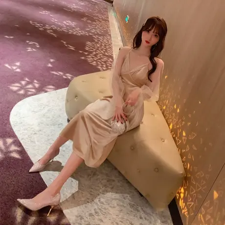 两件套裙子女2023新款收腰显瘦气质egg裙法式初恋很仙吊带连衣裙图片