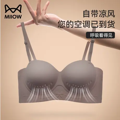 猫人无肩带内衣女小胸聚拢显大文胸夏季薄款透气防滑无痕抹胸裹胸商品大图