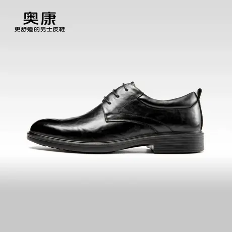 AOKANG奥康夏季新款商务正装德比鞋男真皮抓皱耐磨上班鞋商品大图