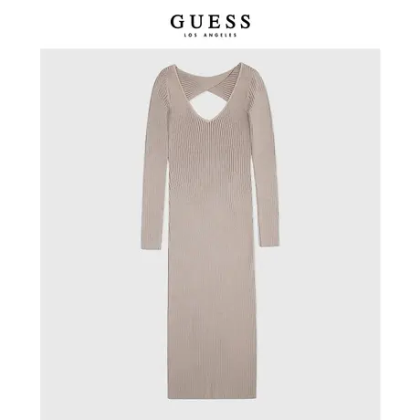 【38上新季】GUESS 复古年代感时尚包臀修身收腰长袖针织连衣裙图片