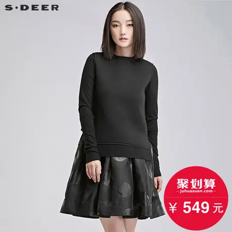 sdeer圣迪奥女设计感活泼蓬松两件套连衣裙S16381242图片