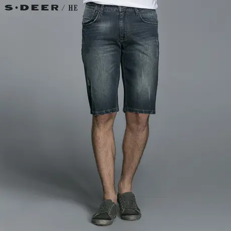 【惠】 sdeerhe圣迪奥磨痕休闲男士牛仔中裤H14270791图片