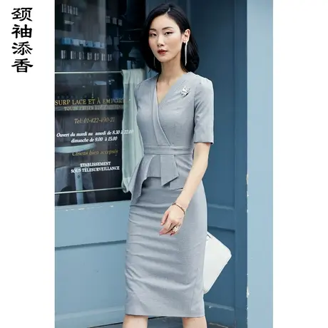 颈袖添香职业连衣裙女时尚气质显瘦修身包臀OL工作装高级感秋季图片