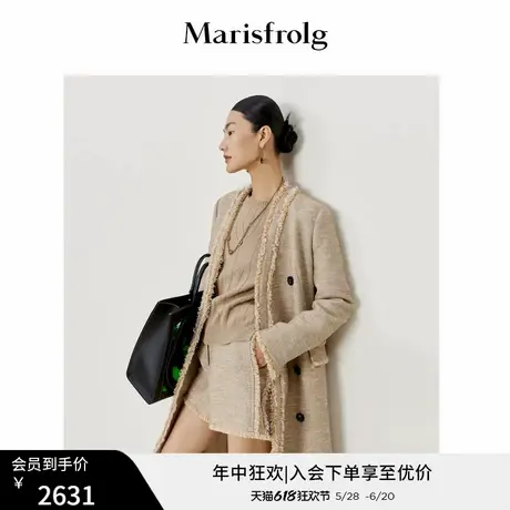 【小香风外套式连衣裙】玛丝菲尔春新款卡其色连衣裙长款秋冬图片