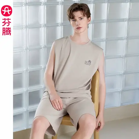 芬腾男士睡衣夏季纯棉无袖背心短裤薄款夏天大码可外穿家居服套装图片