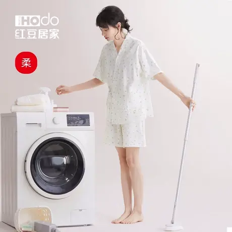 红豆居家汉服睡衣女夏款短袖棉浴服春夏天国风家居服套装新款夏天图片