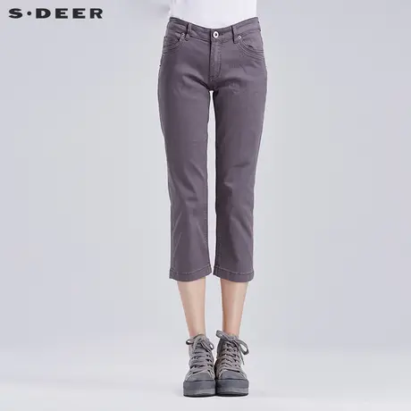 sdeer圣迪奥女装夏装做旧休闲口袋水洗直筒九分牛仔中裤S16280720图片