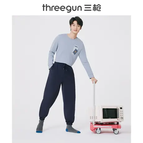 三枪家居裤男秋冬粒绒棉质加绒加厚时尚可外穿男士休闲暖暖裤图片
