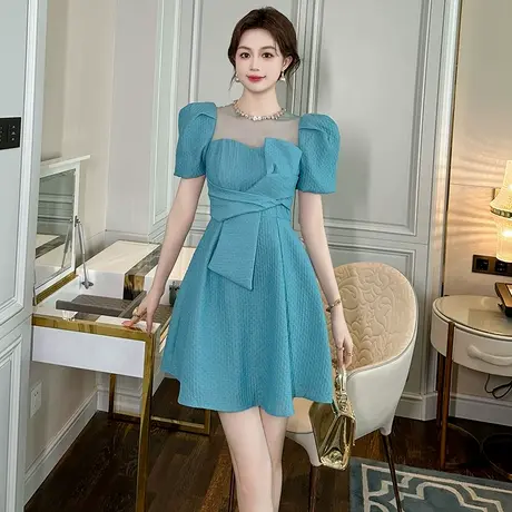 御姐穿搭小个子连衣裙女2025新款夏季高级感系带小众设计a字短裙图片