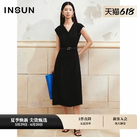 【醋酸系列】INSUN恩裳专选夏季赫本风收腰醋酸无袖连衣裙图片