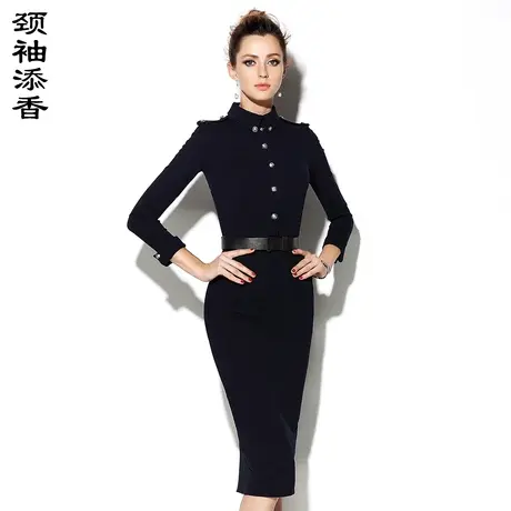颈袖添香2024春秋新款职业显瘦收腰高端品牌女装气质修身连衣裙女图片