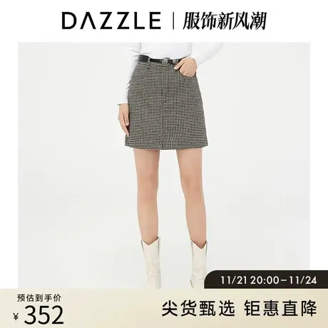 DAZZLE地素奥莱 复古格子A字裙半身裙女2D4S2313N图片