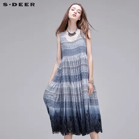 sdeer圣迪奥连衣裙清凉印花渐变连衣裙女夏S17281252图片