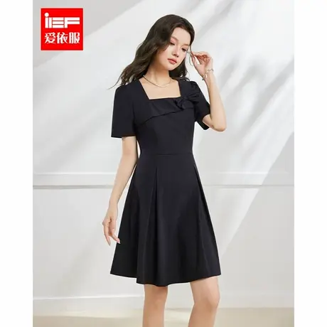 IEF/爱依服小黑裙2025夏季新款韩版温柔小女人气质显瘦百搭连衣裙图片
