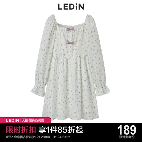 乐町纯欲浪漫碎花连衣裙早秋女收腰初恋裙C5FAC3C04图片