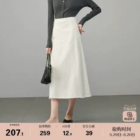 娅丽达高腰港风复古纯棉紫色半身裙女2025春季新款裙子气质长裙图片