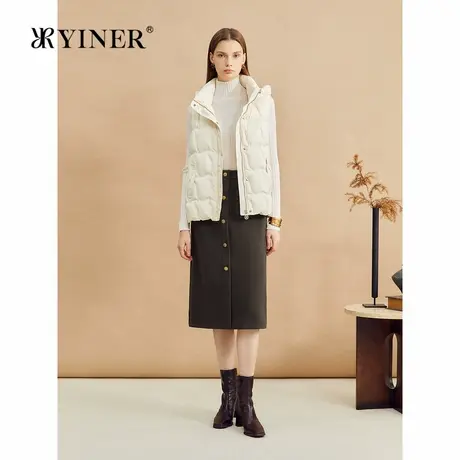 YINER音儿专选2024冬季新款法式通勤口袋拼接单排扣A字半身裙图片