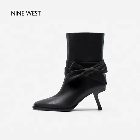 Nine West/玖熙心动信号2023冬新款蝴蝶绑带短靴小众气质时装靴女图片
