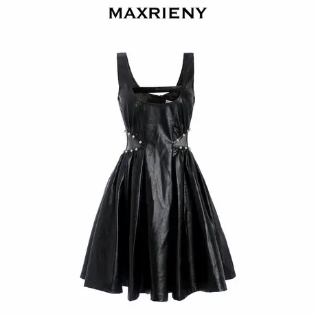 【奥莱】MAXRIENY少女风甜酷皮裙冬季无袖连衣裙洋气公主裙小黑裙图片