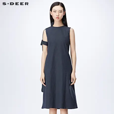sdeer圣迪奥女装设计感A廓牛仔连衣裙S17181290图片
