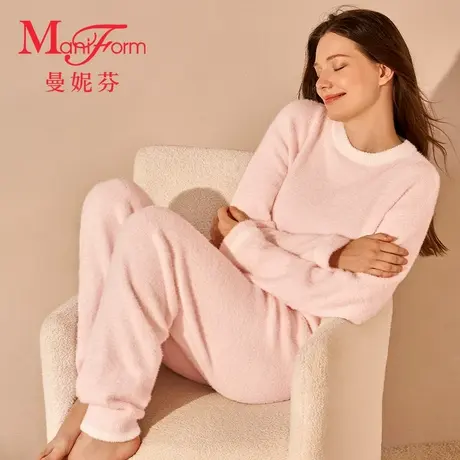 曼妮芬舒适家居服套装秋冬女士睡衣睡裤长袖长裤起居服休闲宽松图片