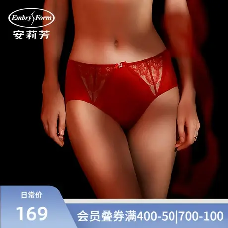 安莉芳薄款蕾丝本命年红色内裤女棉质底裆包臀低腰三角裤E300434图片
